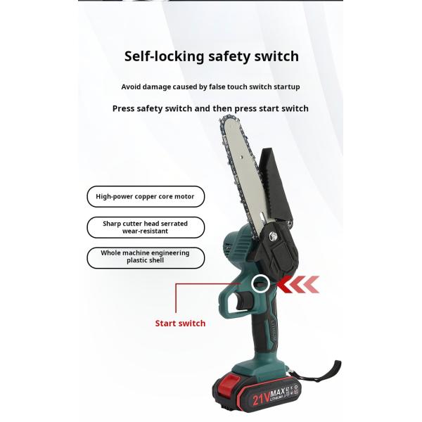 4 Inch Rechargeable Lithium Electric Chainsaw Mini Household Power Tool