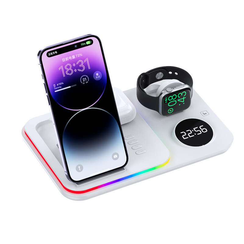 110K - 205KHZ Foldable Wireless Charger With Clock And LED