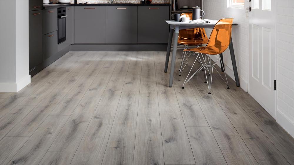 Embossed Brushed Laminate Flooring TAP GO Decor Wood Floor Click System Square Edges
