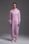 Lapel Collar Hooded ESD Anti Static Garments coverall pen pocket and holder pink