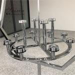 Silver Hanging Metal And Crystal Candelabra Hexagon Frame Stand 12 Arms
