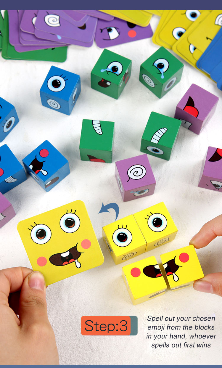 Children Baby Developmental Toys 3D Face Changing Building Blocks