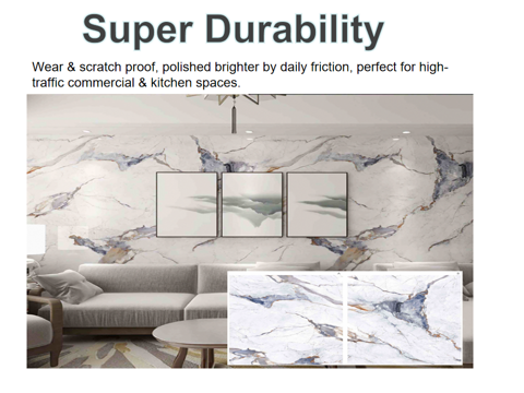 2.9m Hot Pressed PVC Marble Sheets Scratch Resistant Wall Board