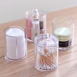 Cotton Swab Storage Box 10 oz Clear Plastic Apothecary Jar for Bathroom