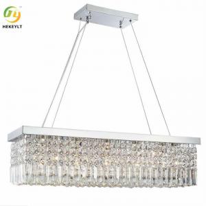 China 5 Light Crystal Pendant Light Glass Dimmable Square / Rectangle Chandelier on sale