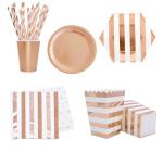 Pink Disposable Party Supplies Striped Assorted Designs Home Decoration