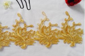 China Gold Wire Embrodery Lace Edge with Cord Embroidery Sliver Lace Trim wholesale
