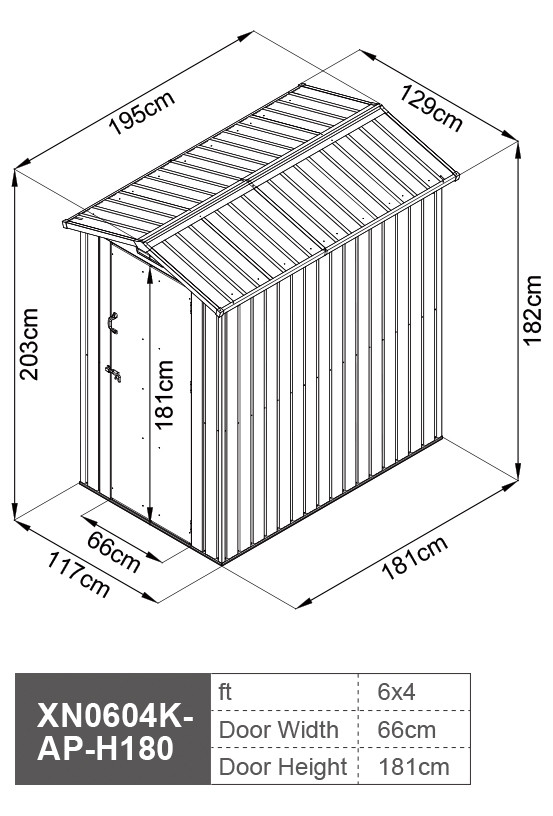 6 X 4 Bike Pent Roof Storage Shed 58KG / 54KG with metal foundation