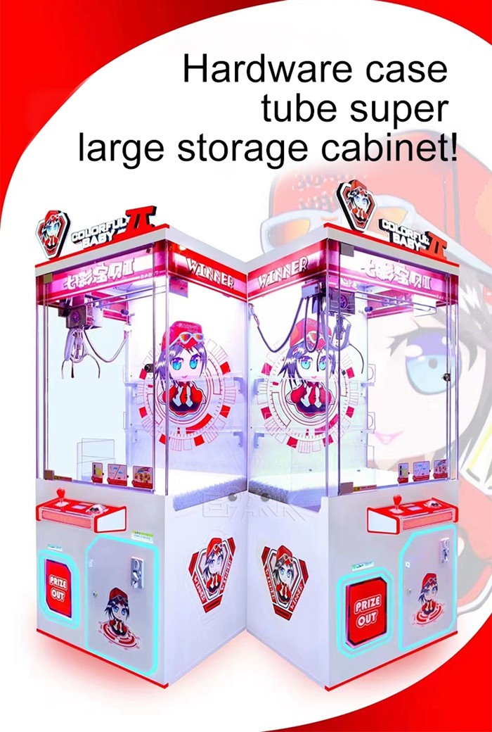 Cute Cartoon Coin Operated Crane Machine Colorful Baby 2 Claw Toy Vending Machine