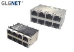 60W 10G RJ45 Connector Jack 2x4 Stacked 30u Gold Plating PA6T Housing EMI Spring