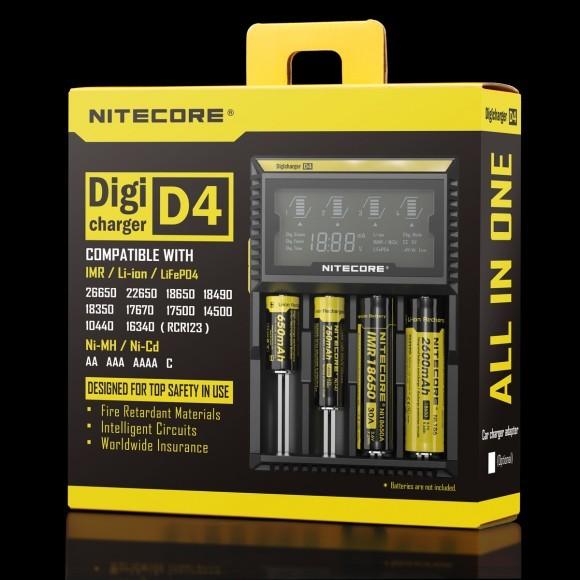 Nitecore D4 LCD intelligent battery charger for IMR/Li-ion/Ni-MH/Hi-Cd and