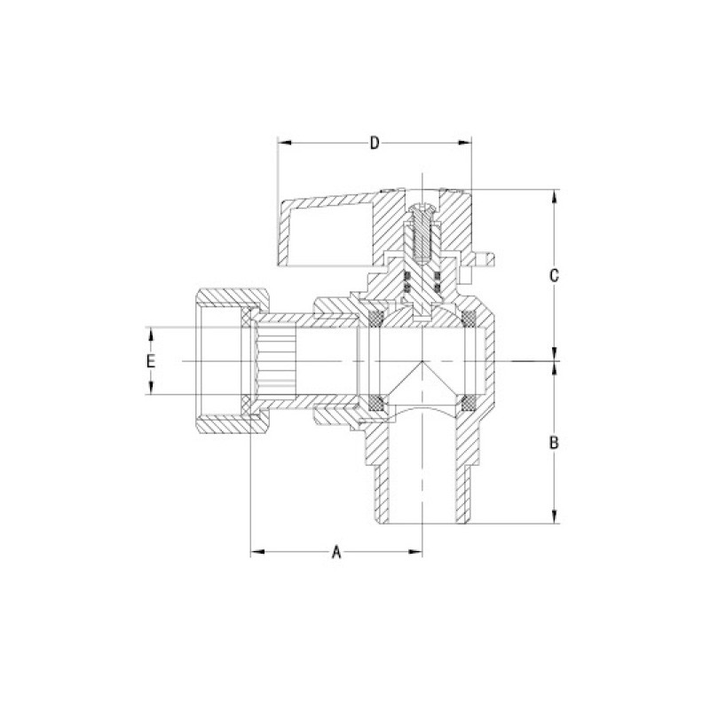 Male And Female Threaded Gas Valve AV1007-MF M1/2" X F3/4" Nut PTFE Male X Revolving Female