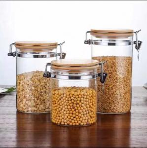 China Hermetic Glass Food Storage Jar/ Honey / Preserving Jar Mason Jar with Clip/Clamp Hinged Lid on sale