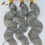 Grey Ombre Human Hair Extensions Bundles 26 Inch With Closure