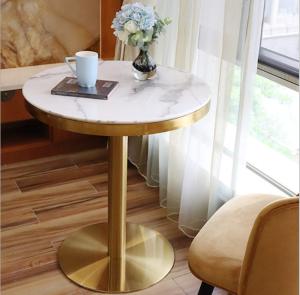 China Round or Square Marble Top Gold Metal Base Coffee Table Bistro table wholesale
