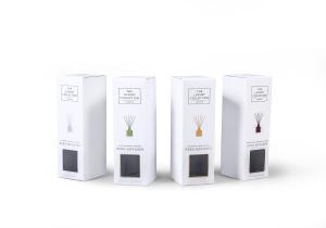 China Window Cut Candle Packaging Paper Boxes Reed Diffuser Package Box Printing wholesale