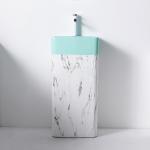Self Cleaning Rectangular Ceramic Wash Basin Pedestal Bathroom Sink