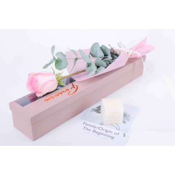 Long Square Single Rose Gift Box Semi Transparent Shipping Boxes For Flower Arrangements