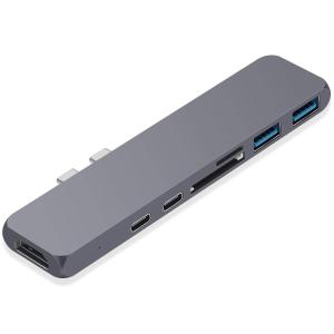 China Aluminium USB Hub 7 Ports Dual Type C Docking Hub for Macbook Pro wholesale