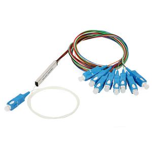 China 1X8 PLC Splitter Steel Tube 0.9mm Cable With SC/UPC Fiber Connectors wholesale