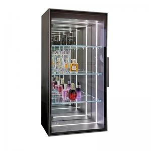 China Elevate Your Living Room with Fashionable Glass Door LED Infinity Mirror Wine Cabinet on sale