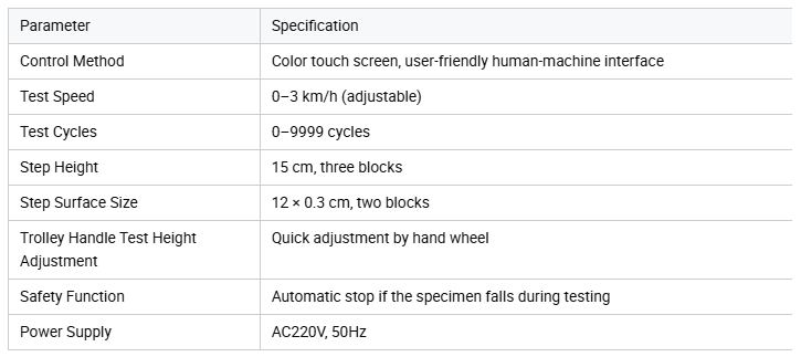 Suitcase Step Obstacle Testing Machine Simulate up Down Stairs for Wheel Axle Frame Durability Test QB/T 2920 QB/T 2155