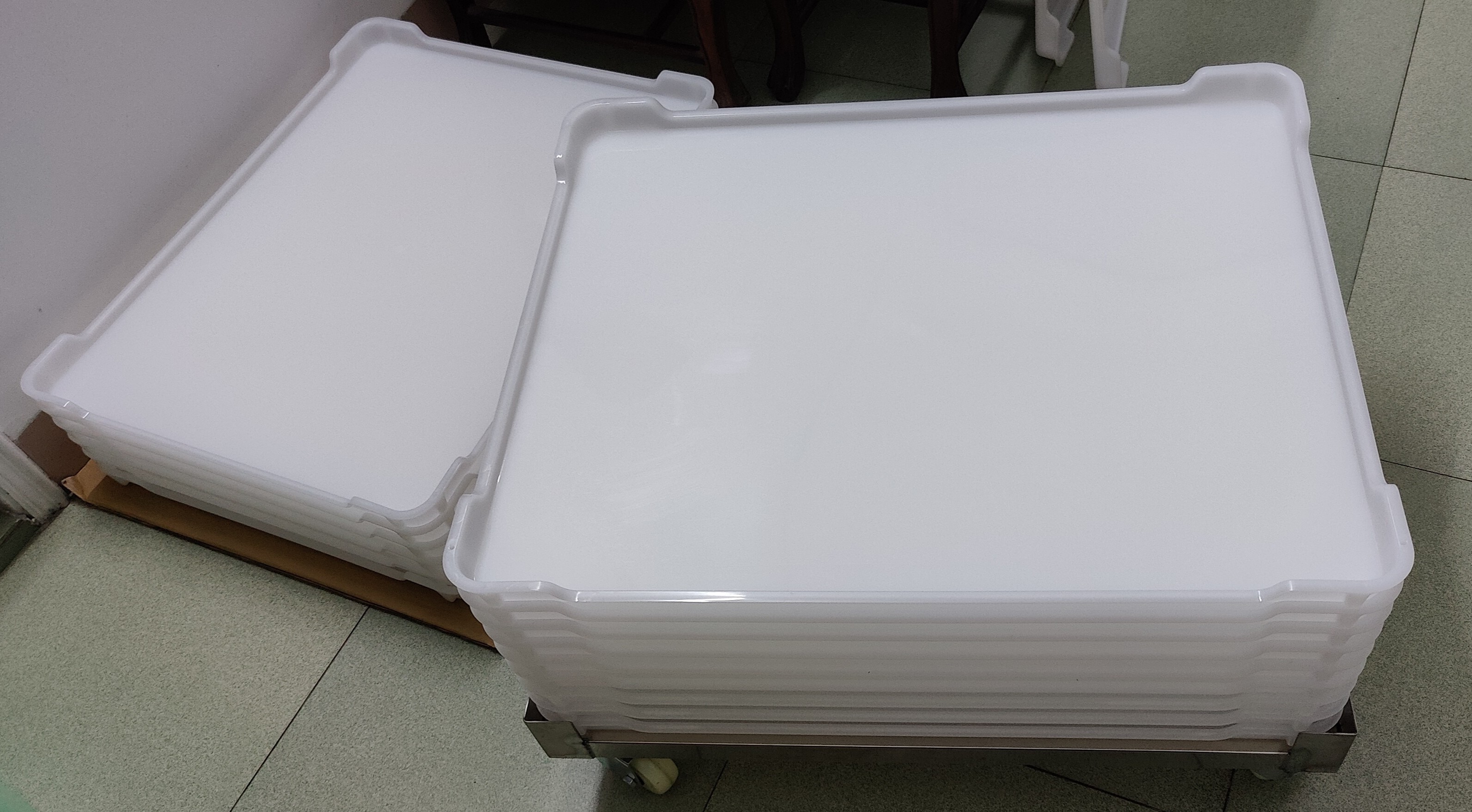 Flat Bottom Ppe Plastic Drying Trays 75 * 55 * 5cm For Capsule Candy