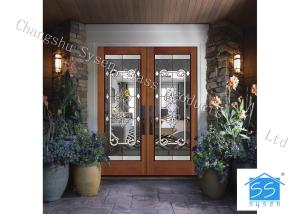 China Bevel Custom Glass Window Panels , Theft Proof Brass Decorative Art Glass wholesale