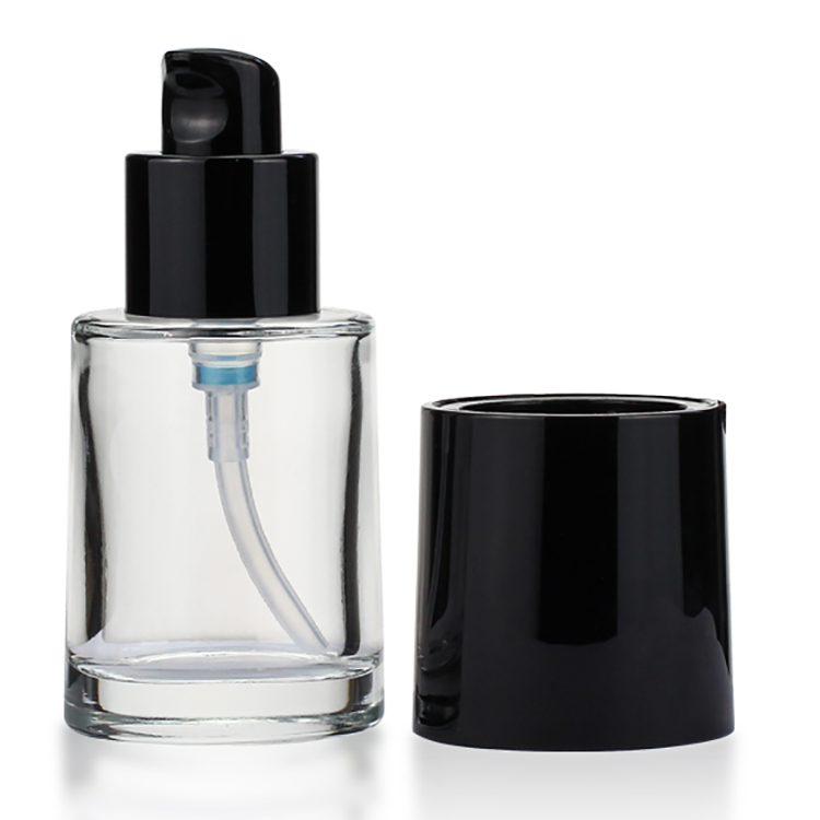 Round Liquid Foundation Bottles Clear 30ml Airless Pump Bottle