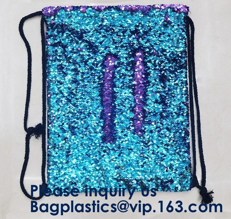 Fashion Bling Sublimation Strapping Sequin Drawstring Backpack Bag,Glitter Mermaid Flip Sequin Bag Outdoor Shoulder Reversib