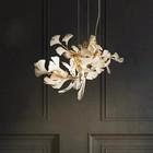 China White Nordic Pendant Light Ginkgo Biloba Flower Copper LED Chandelier wholesale