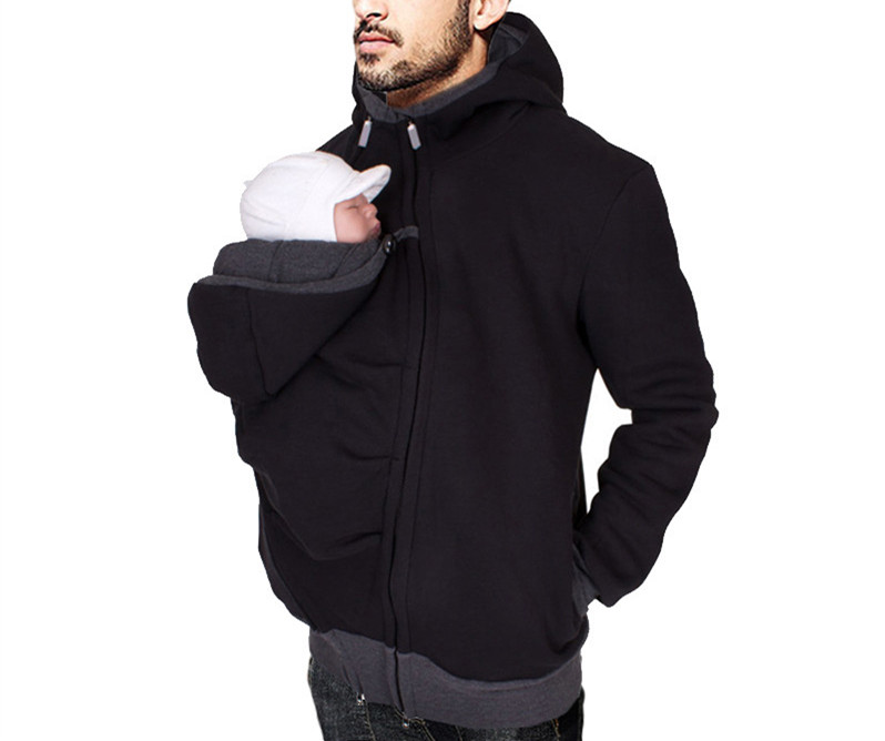 Custom Baby Carrier Winter Jacket , Mens Babywearing Coat With Hood
