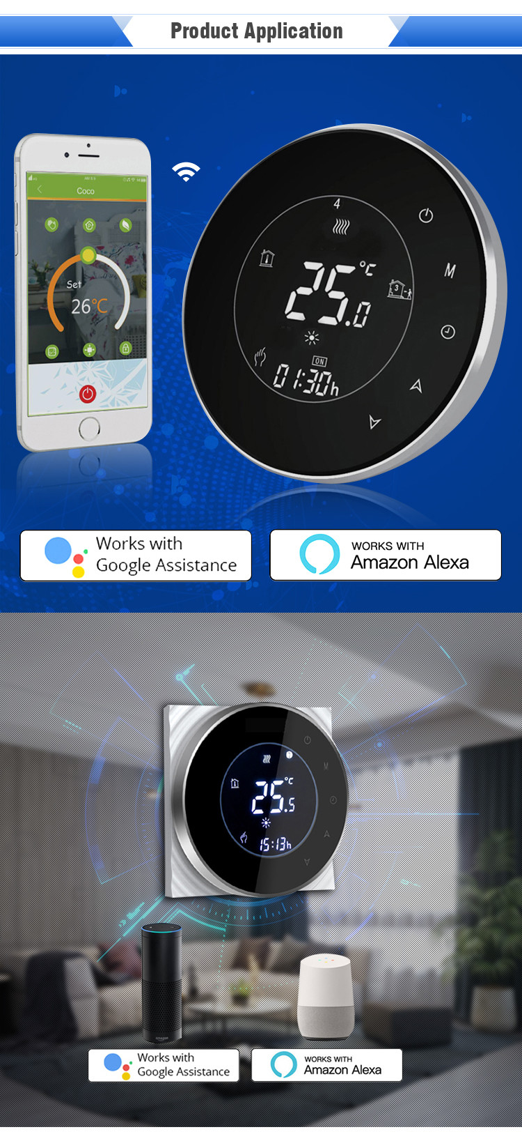 Intelligent Voice Control Programmable Smart Thermostat Alexa Compatible With Alexa Google Home