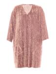 Pink Color Plus Size Autumn Dresses V Neck Feather Medium Sweater Dresses