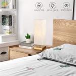 Nordic Eye Protection Solid Wood LED Bedside Table Lamp With Square Linen