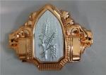 Brass Color Plastc Material Funeral Casket Corner with Silver Wheat Steel bar