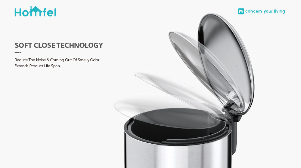 30L Stainless Steel Household Stylish Thin Lid Pedal Trash Bin Waste Bin Dustbin Soft Close Round Metal Trash Can ROUND