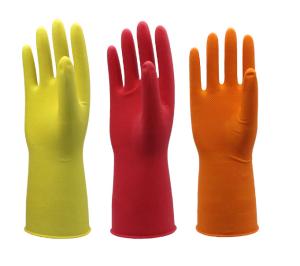 China Dipped Flock Lined Latex Rubber Gloves Household Cleaning Gloves Reusable wholesale