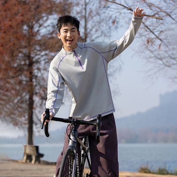 Half Zip Stand Collar Antibacterial Moisture Wicking Quick Dry Loose Breathable Sports Couple Sweatshirt