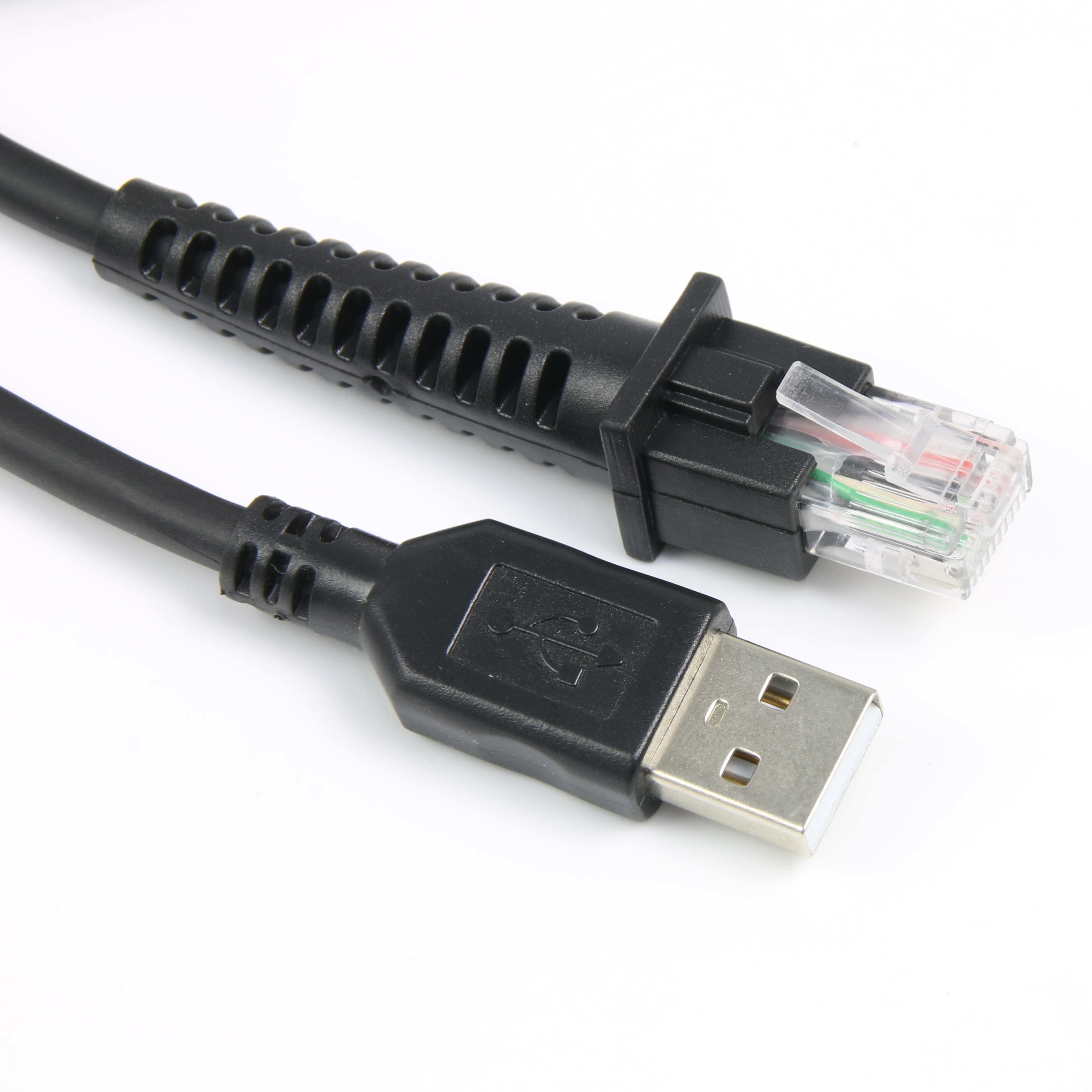 Coiled Spiral Barcode Scanner Cord 3m 5m PS2 KWB To Rj50 10P10C