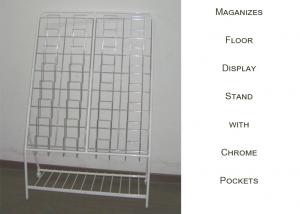 China 4 Column Magazine Floor Stand , 32 Wire Magazine Display Racks With Caster on sale