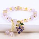 Handmade Gemstone Beaded Bracelet Natural Amethyst Stone Bracelet Adjustable