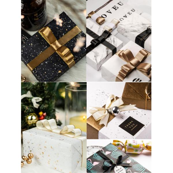 Elegant And Thin Satin Polyester Fancy Ribbon With Gold Edge Solid Grosgrain Ribbon