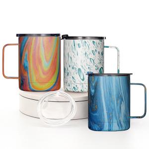 China 304 SS Double Wall Insulated Travel Mugs Cup With Handle 14 Oz wholesale