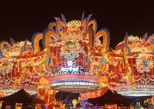 China Interactive Colorful Chinese Style Lantern Display Outdoor Handmade Steel Frame wholesale