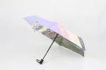 Compact Mini Auto Open Close Umbrella 6 Panels Wind Resistant Black Metal Pole