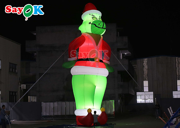 Custom Inflatable Cartoon Characters Inflable Grinch Balloon Santa Christmas For Decoration