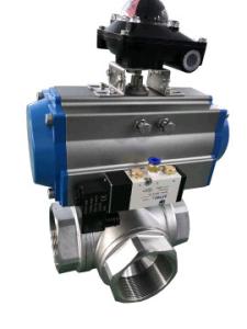 China Sanitary 3 Ways Ball Valve with Pneumatic Double Acting Actuator wholesale