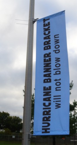 banner bracket in the window 