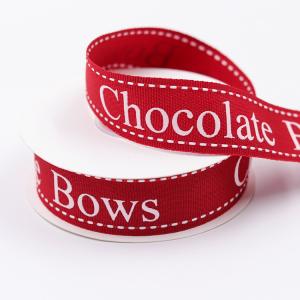 China Grosgrain Material Personalised Printed Ribbon 25mm Width Red / White Color wholesale